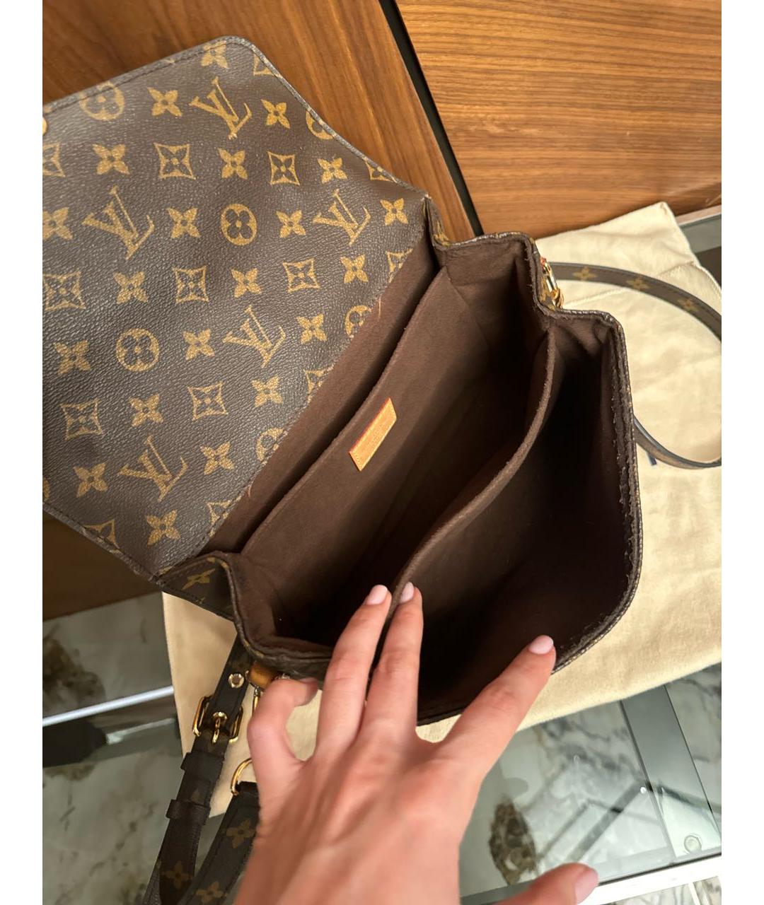 LOUIS VUITTON Коричневая кожаная сумка через плечо, фото 4