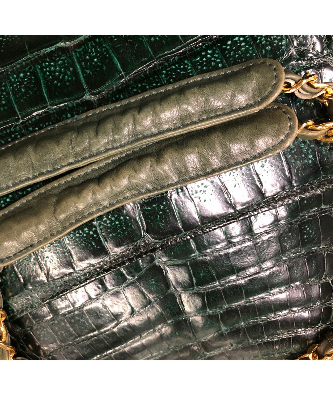 CHANEL Зеленая сумка тоут из экзотической кожи, фото 8