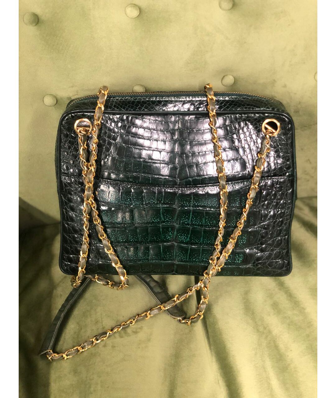 CHANEL Зеленая сумка тоут из экзотической кожи, фото 2