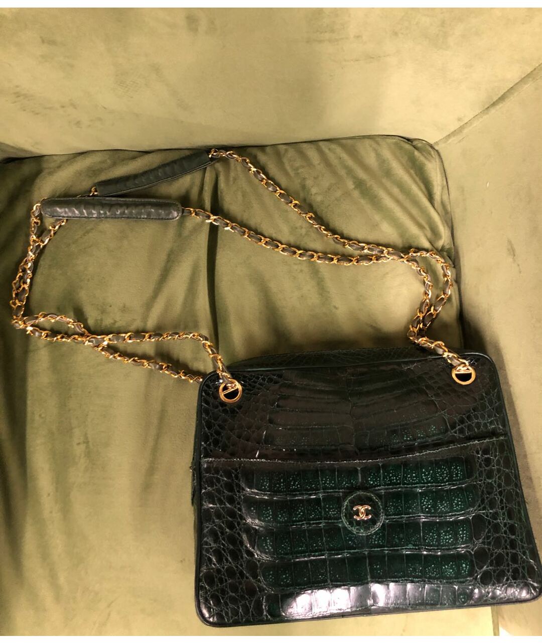 CHANEL Зеленая сумка тоут из экзотической кожи, фото 3