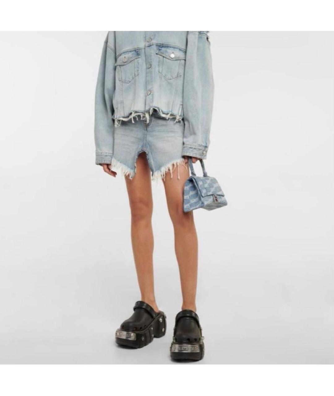 BALENCIAGA Голубая деним сумка с короткими ручками, фото 5