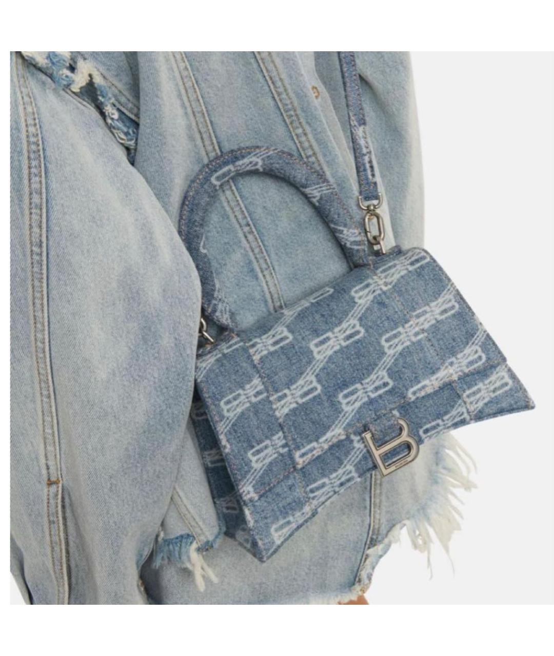 BALENCIAGA Голубая деним сумка с короткими ручками, фото 3