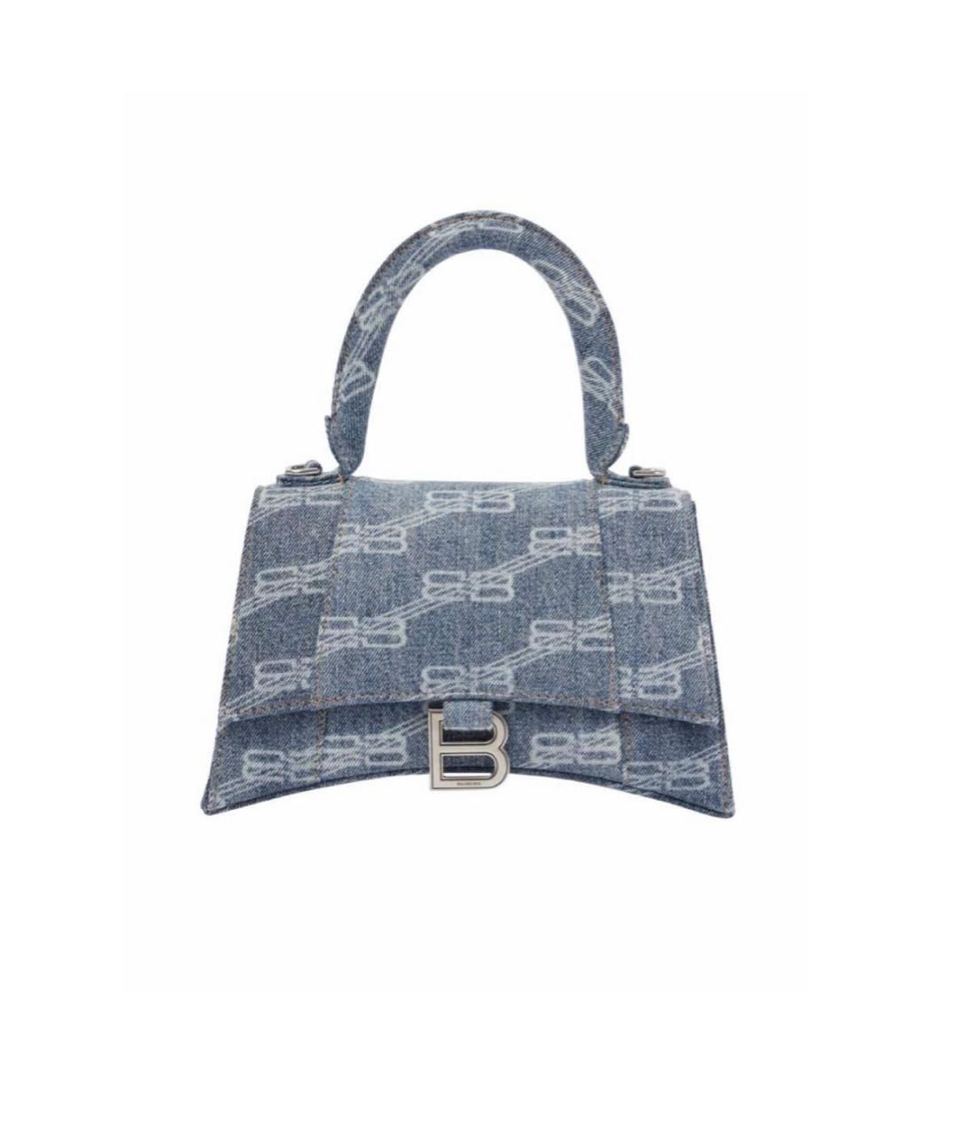 BALENCIAGA Голубая деним сумка с короткими ручками, фото 1