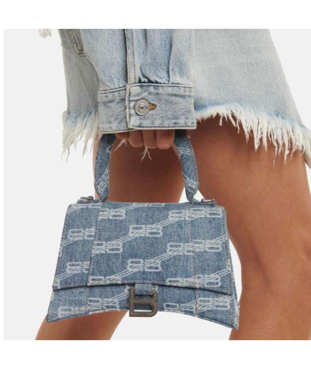 BALENCIAGA Голубая деним сумка с короткими ручками, фото 2