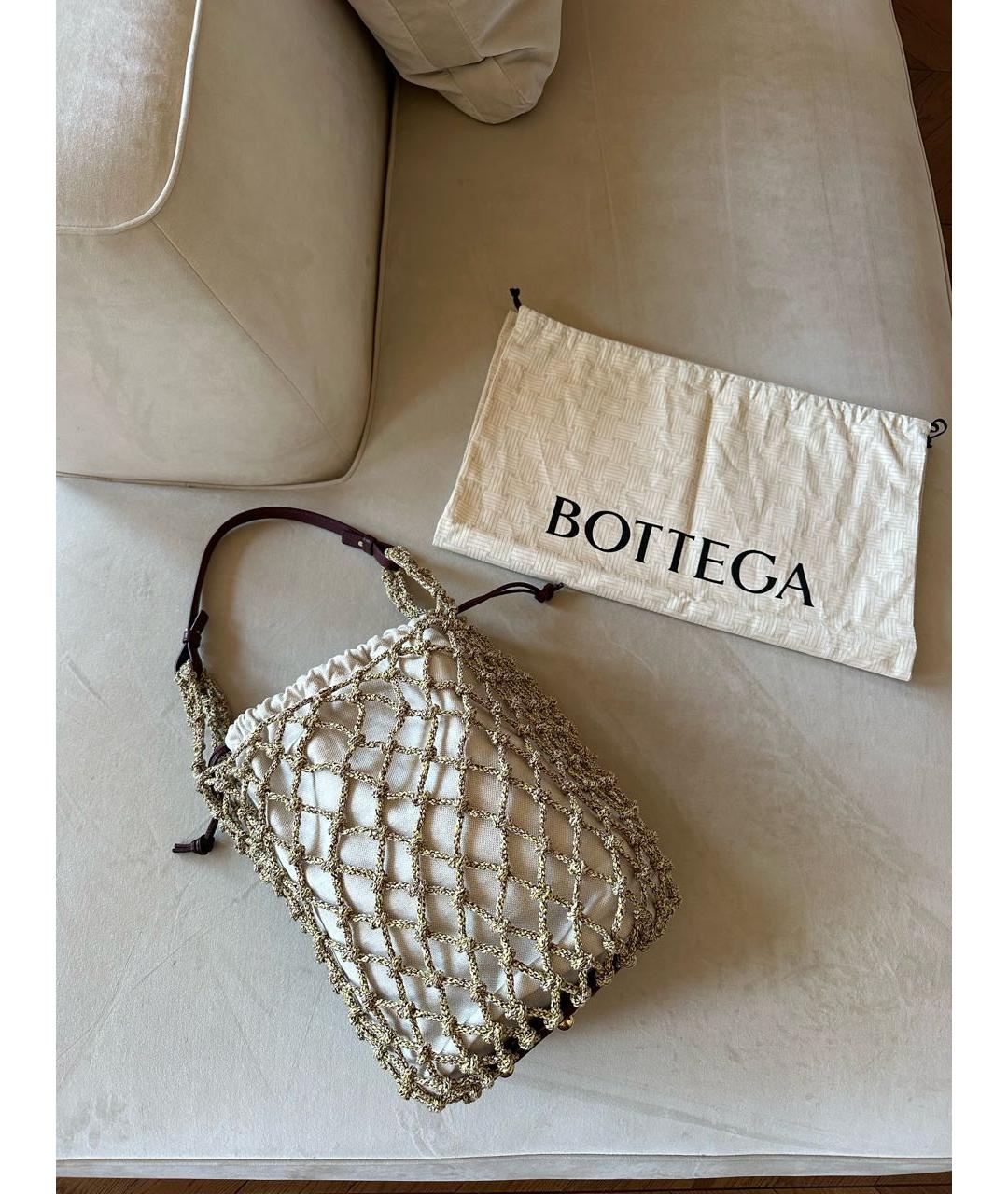 BOTTEGA VENETA Бежевая тканевая сумка с короткими ручками, фото 2