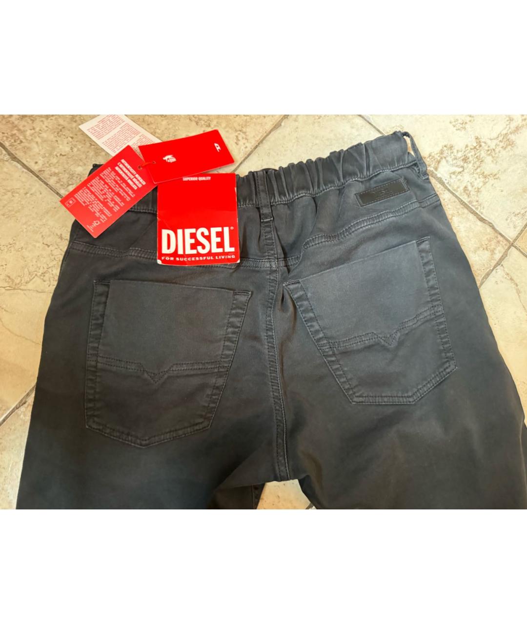 DIESEL Черные хлопко-полиэстеровые прямые джинсы, фото 5