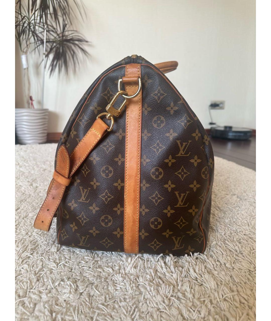 LOUIS VUITTON Коричневая кожаная дорожная/спортивная сумка, фото 5