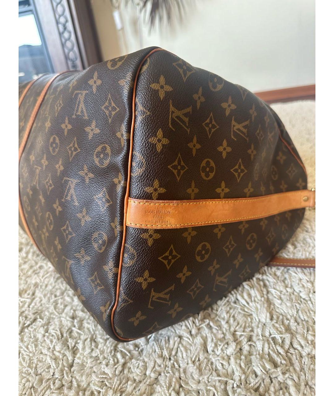 LOUIS VUITTON Коричневая кожаная дорожная/спортивная сумка, фото 8