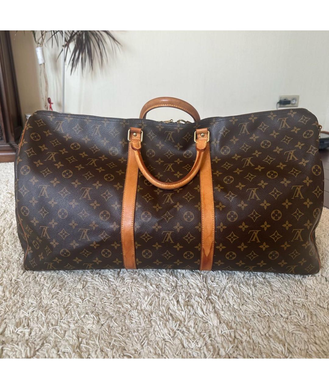 LOUIS VUITTON Коричневая кожаная дорожная/спортивная сумка, фото 2