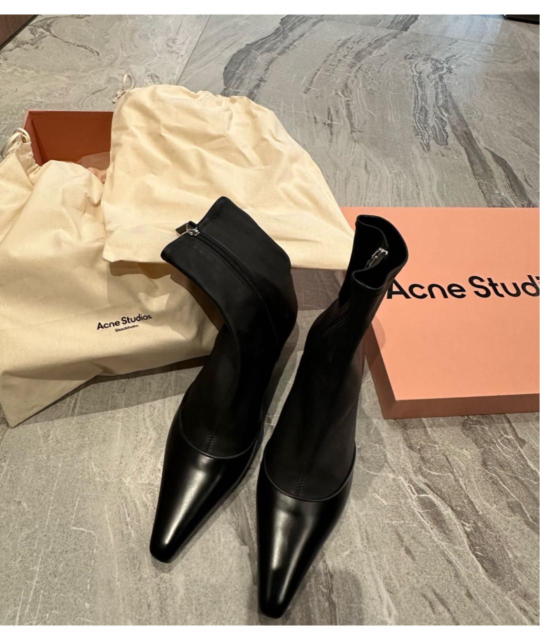 ACNE STUDIOS Черные кожаные ботильоны, фото 8