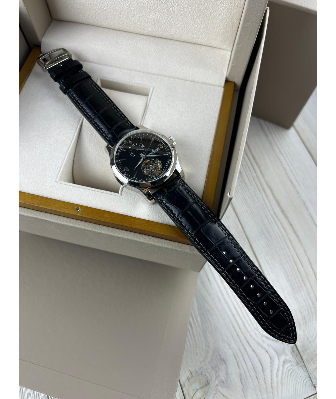 Jaeger LeCoultre Черные платиновые часы, фото 8