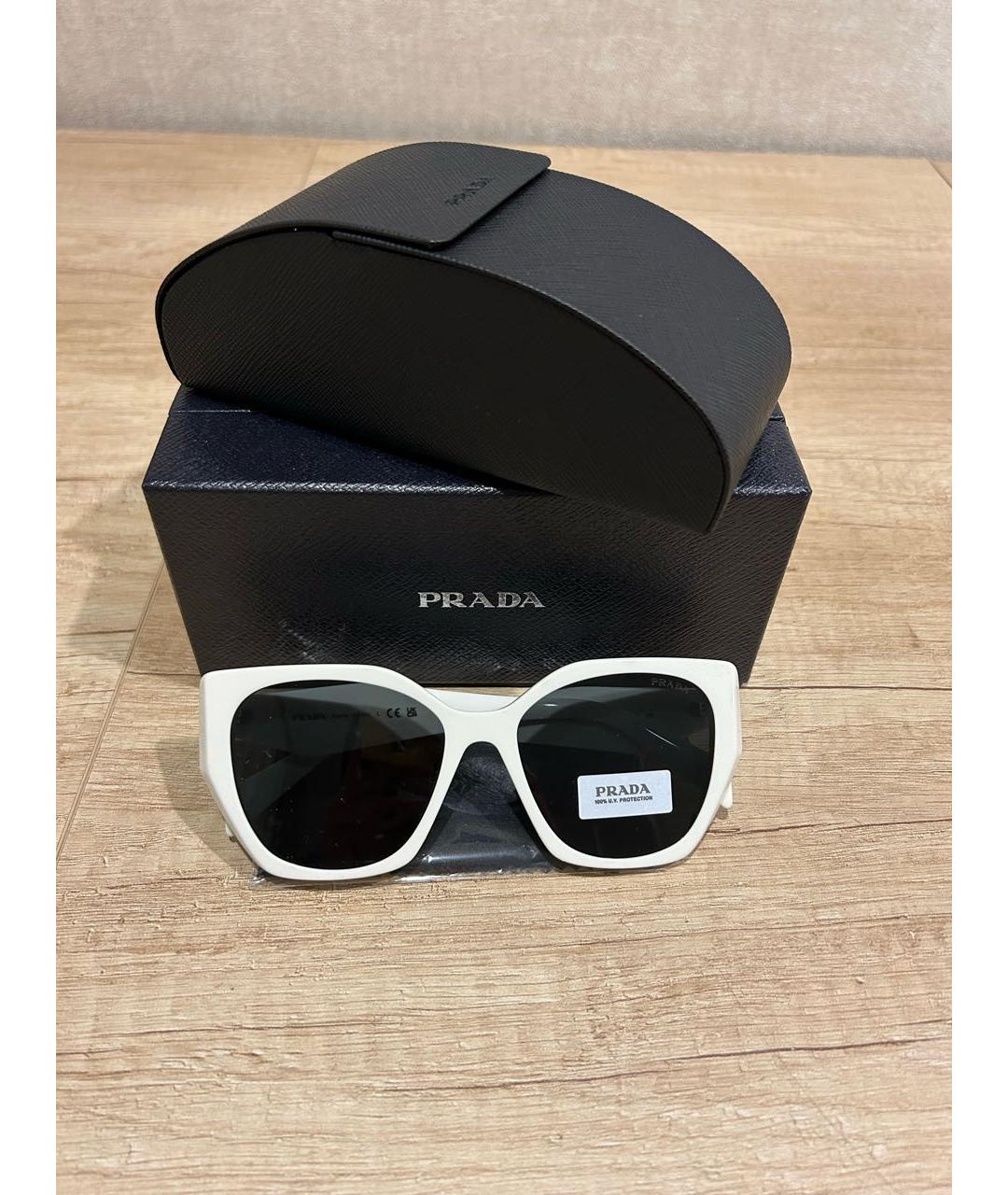 PRADA Белые пластиковые солнцезащитные очки, фото 6