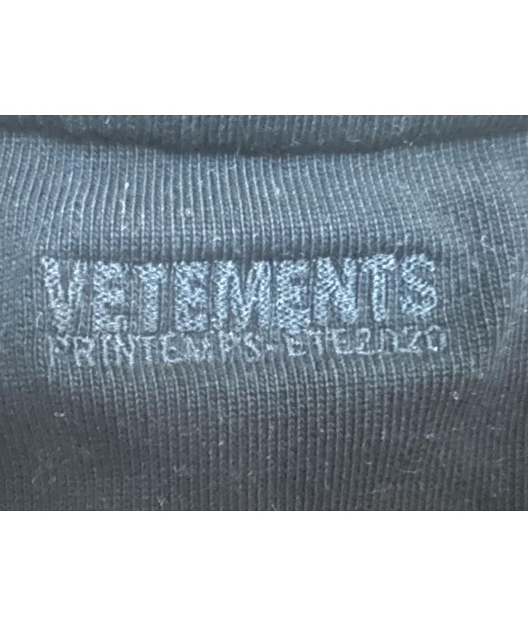 VETEMENTS Черная хлопковая футболка, фото 4