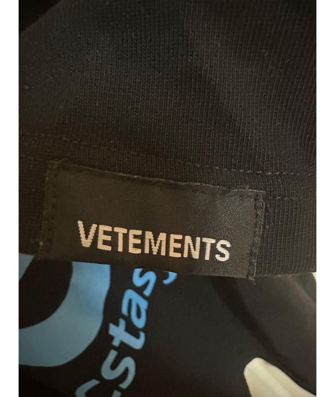 VETEMENTS Черная хлопковая футболка, фото 3