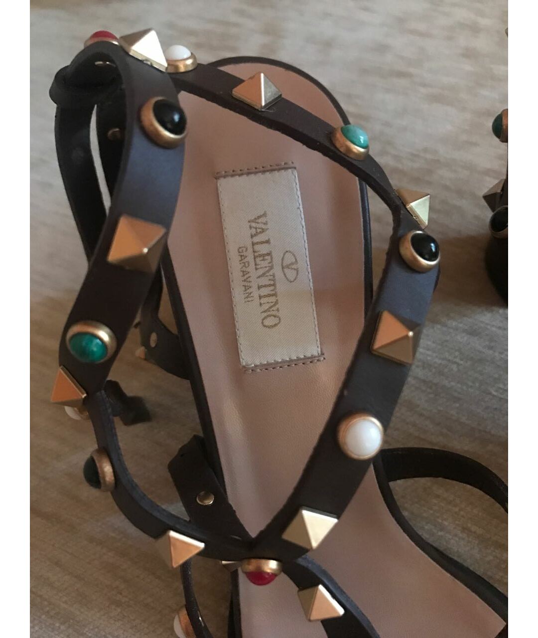 VALENTINO GARAVANI Коричневые кожаные босоножки, фото 5