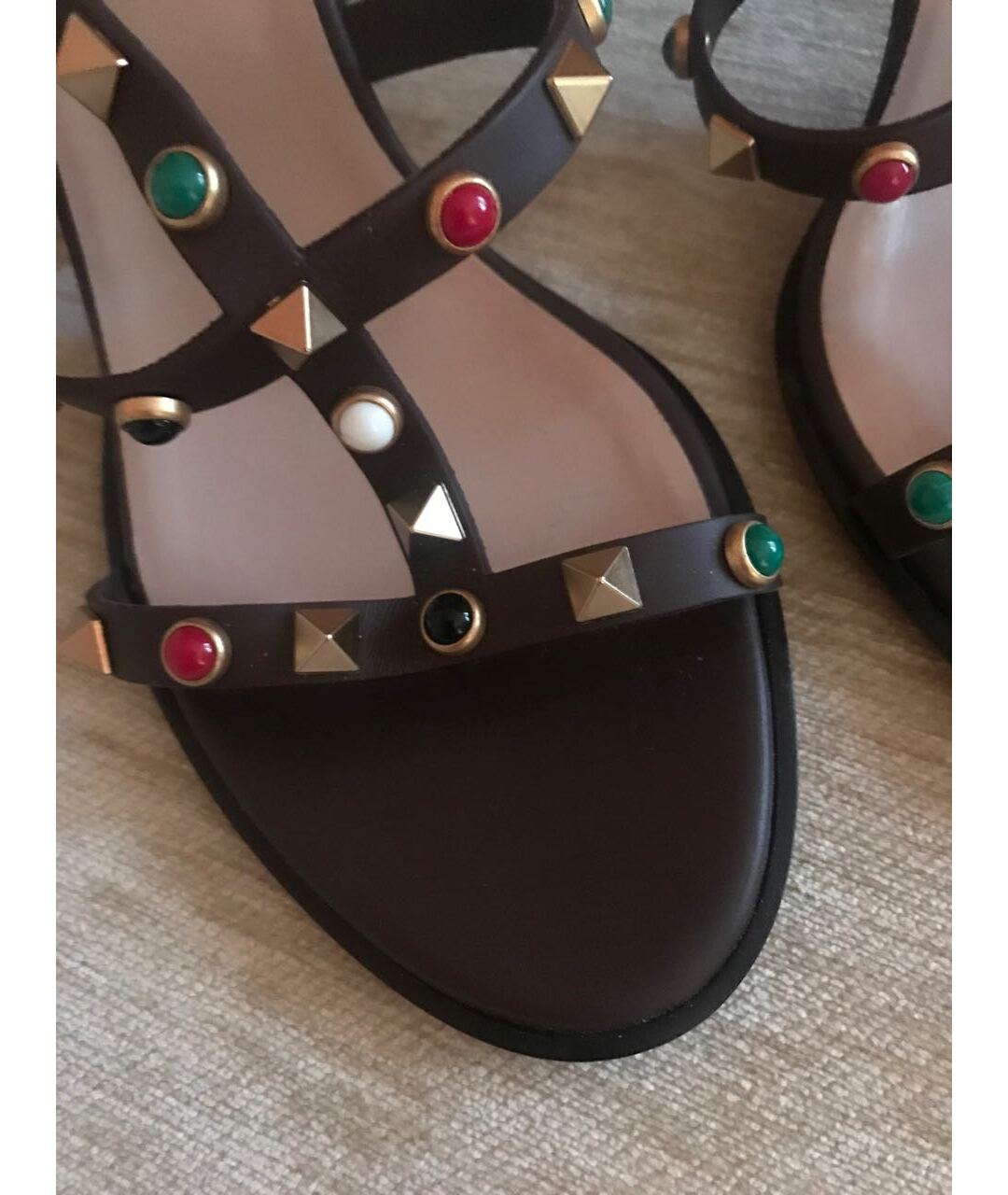 VALENTINO GARAVANI Коричневые кожаные босоножки, фото 4