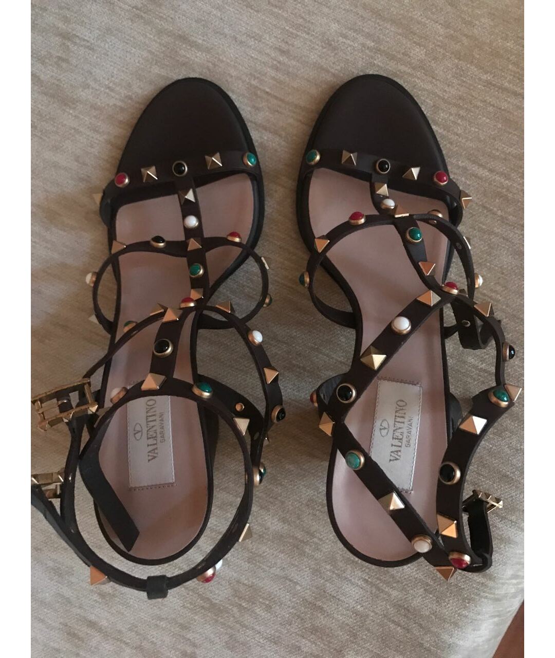 VALENTINO GARAVANI Коричневые кожаные босоножки, фото 8
