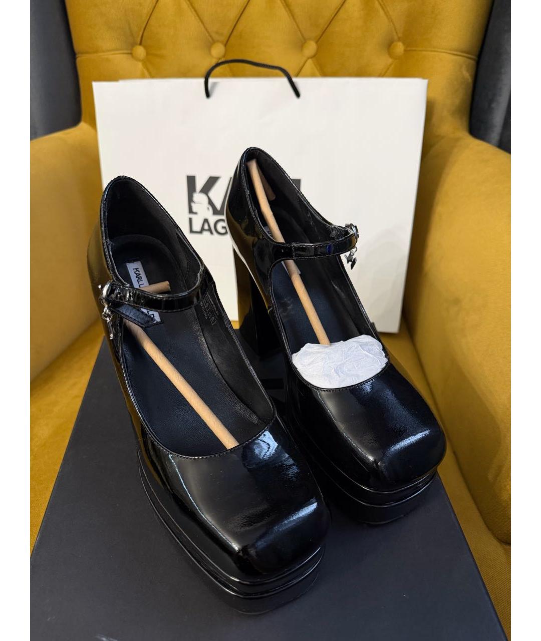 KARL LAGERFELD Черные туфли из лакированной кожи, фото 4