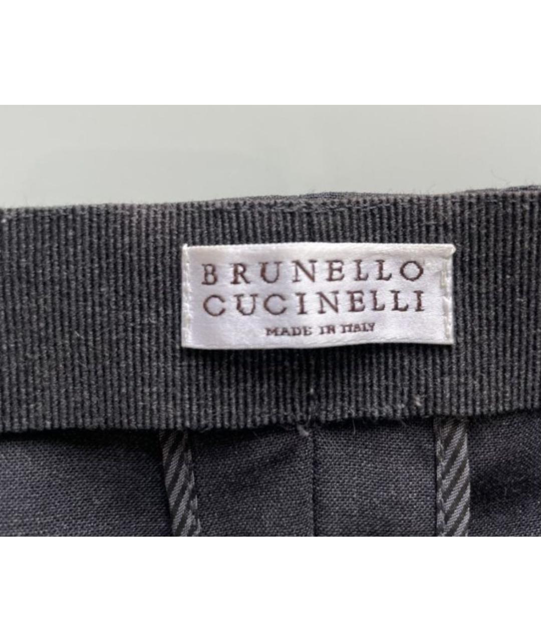 BRUNELLO CUCINELLI Серые шерстяные брюки узкие, фото 3