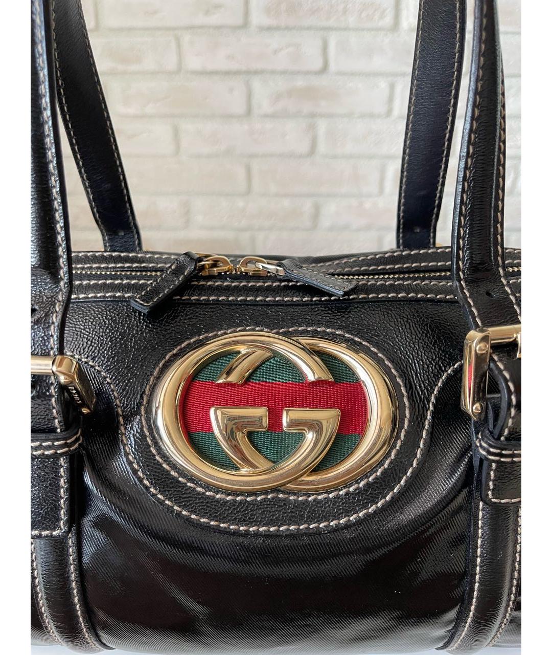 GUCCI Черная кожаная сумка с короткими ручками, фото 8