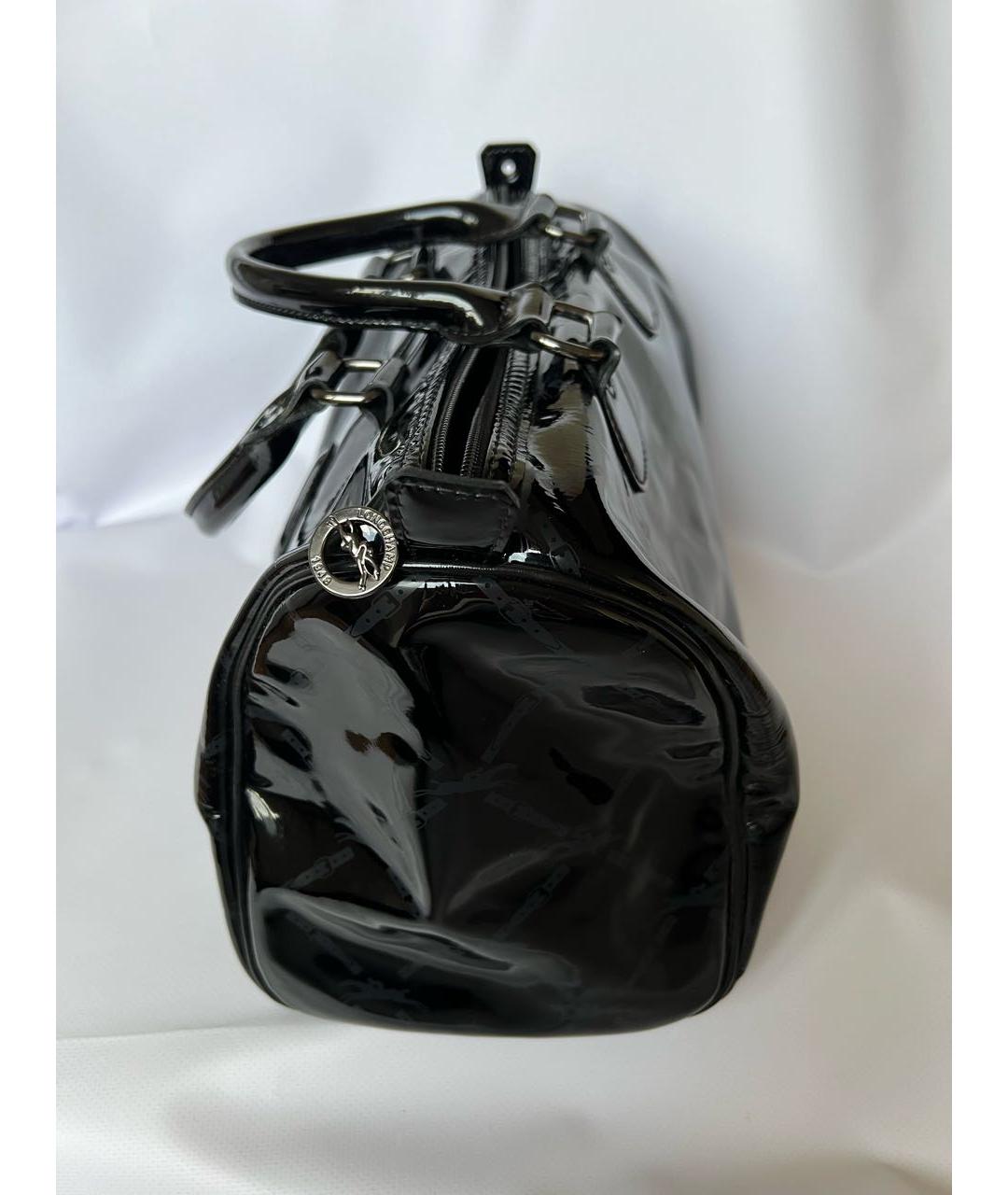 LONGCHAMP Черная сумка с короткими ручками из лакированной кожи, фото 7