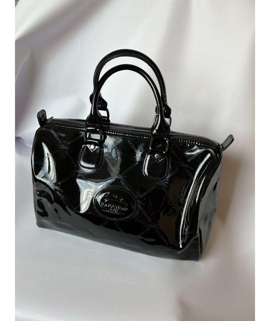 LONGCHAMP Черная сумка с короткими ручками из лакированной кожи, фото 2