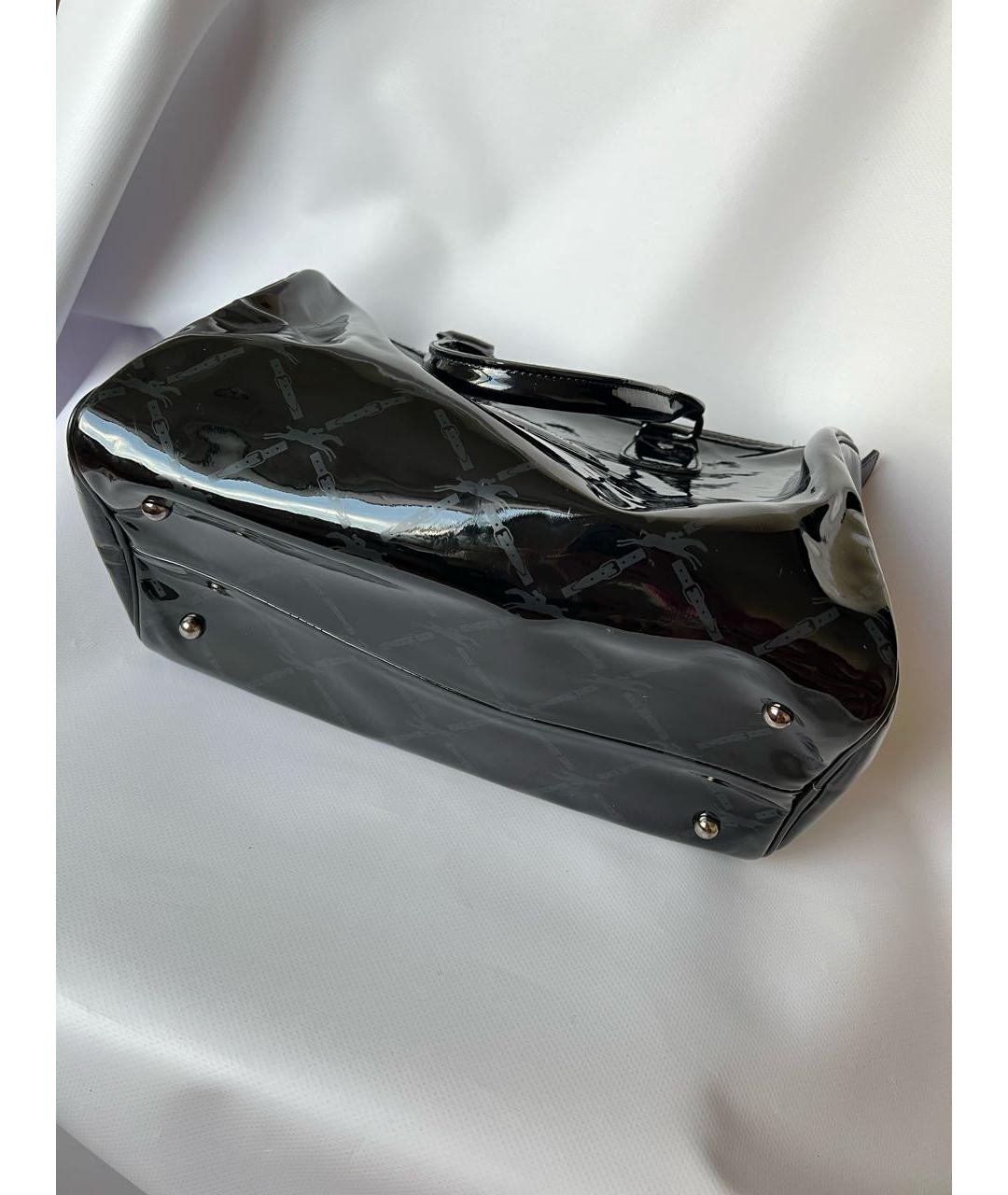 LONGCHAMP Черная сумка с короткими ручками из лакированной кожи, фото 8