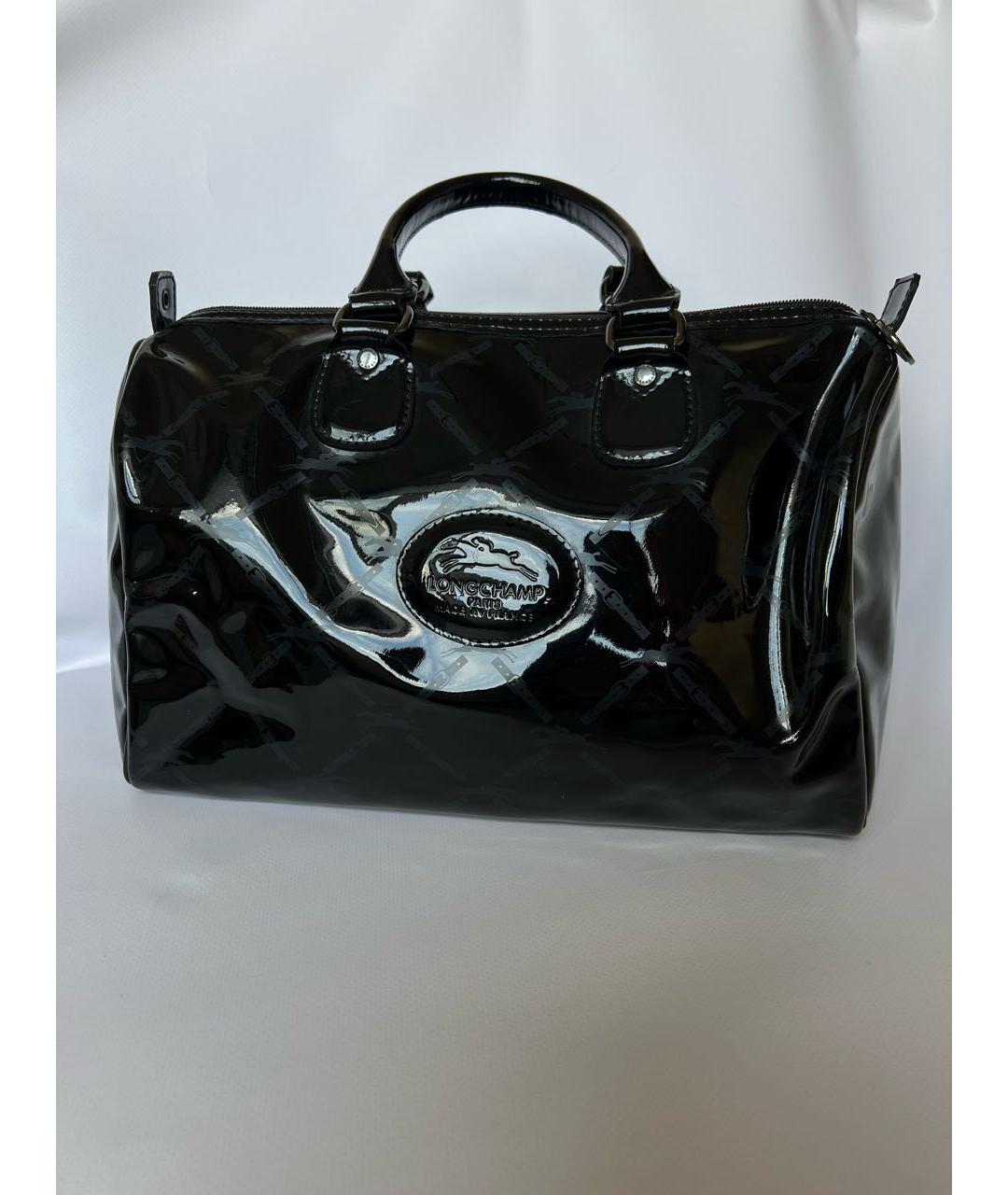 LONGCHAMP Черная сумка с короткими ручками из лакированной кожи, фото 9