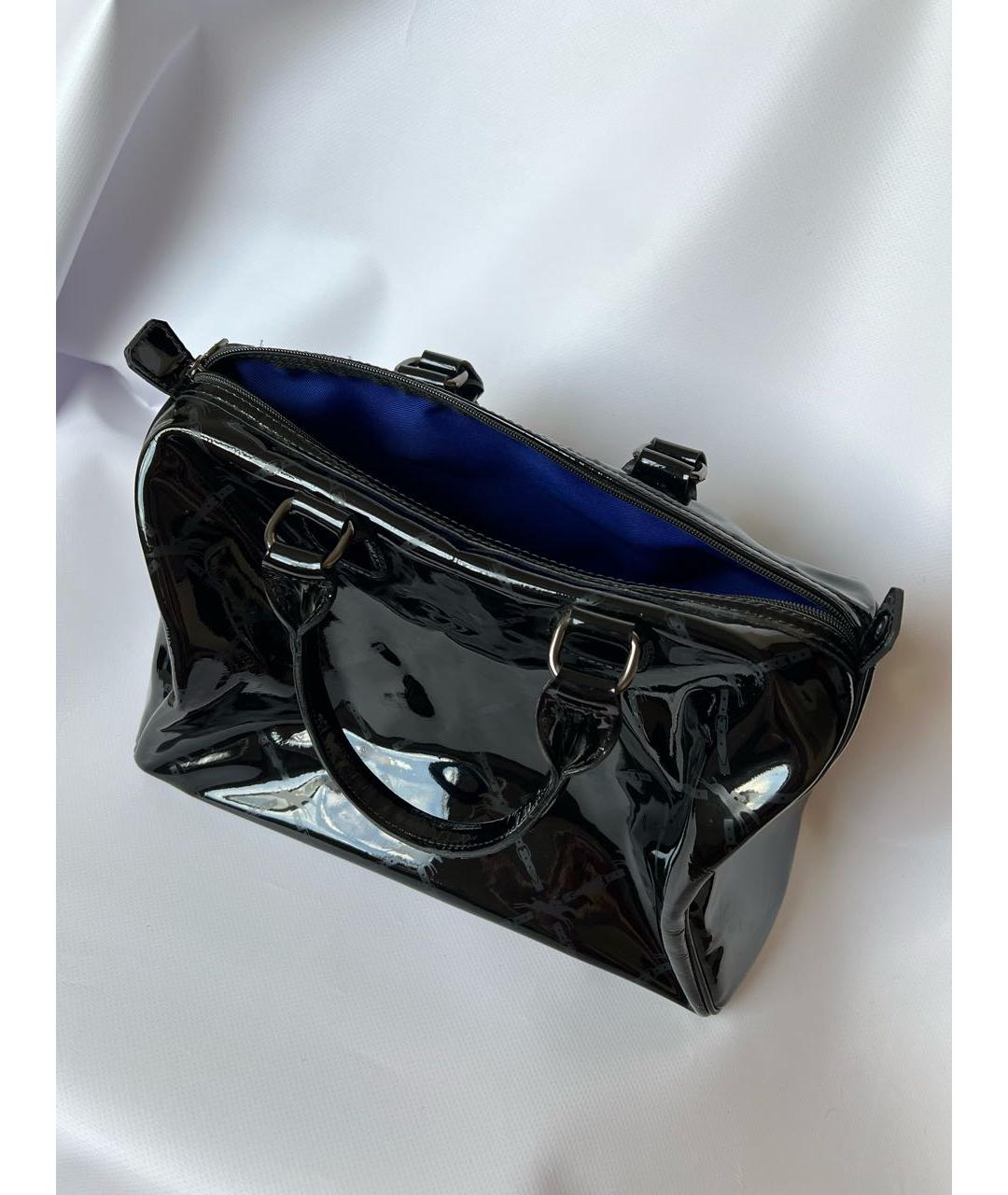 LONGCHAMP Черная сумка с короткими ручками из лакированной кожи, фото 4