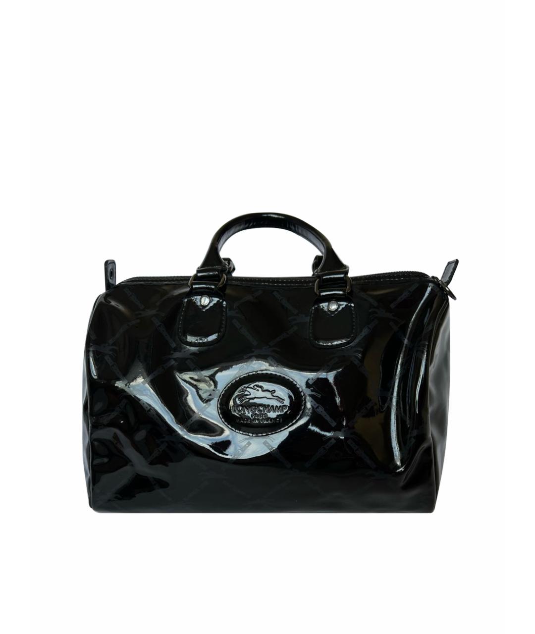 LONGCHAMP Черная сумка с короткими ручками из лакированной кожи, фото 1