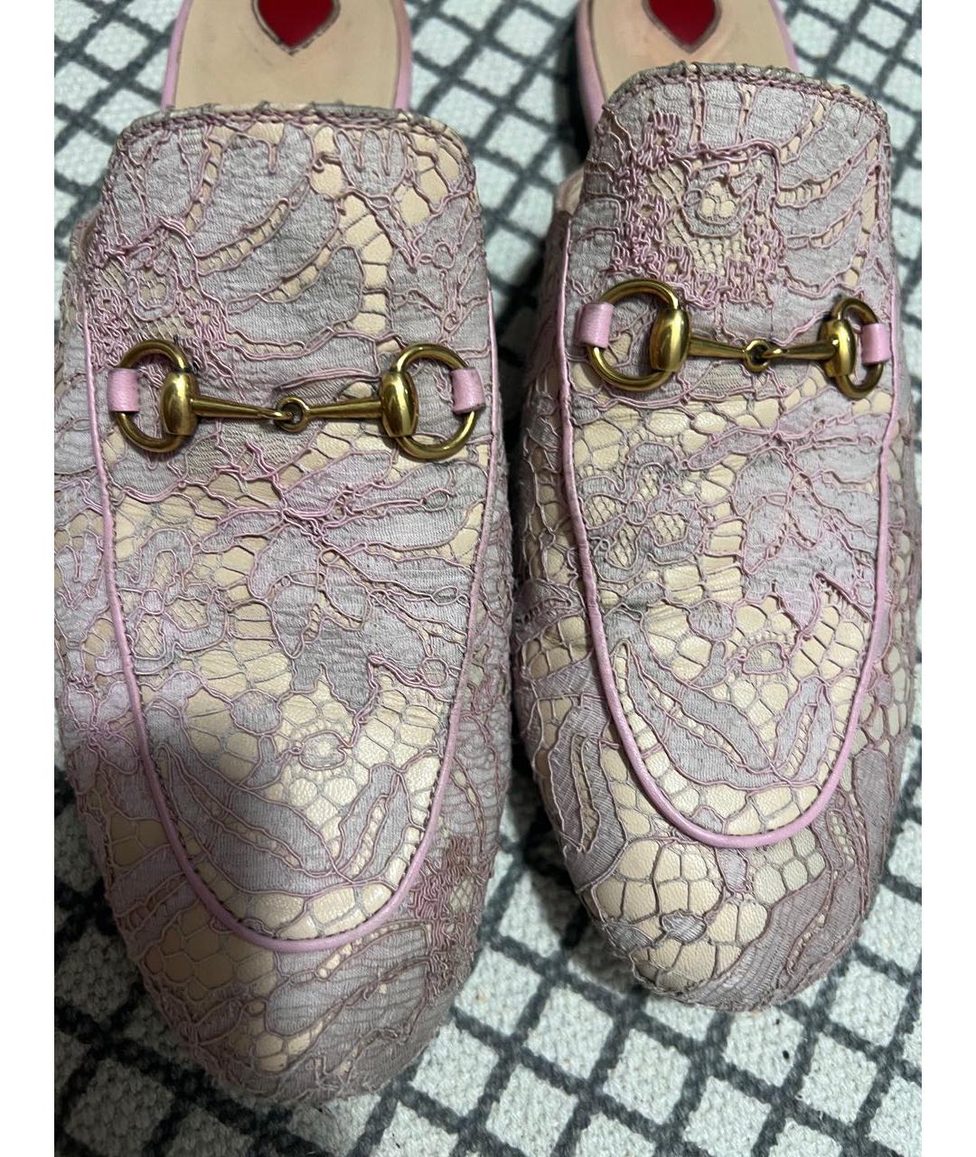 GUCCI Розовые кожаные мюли, фото 4