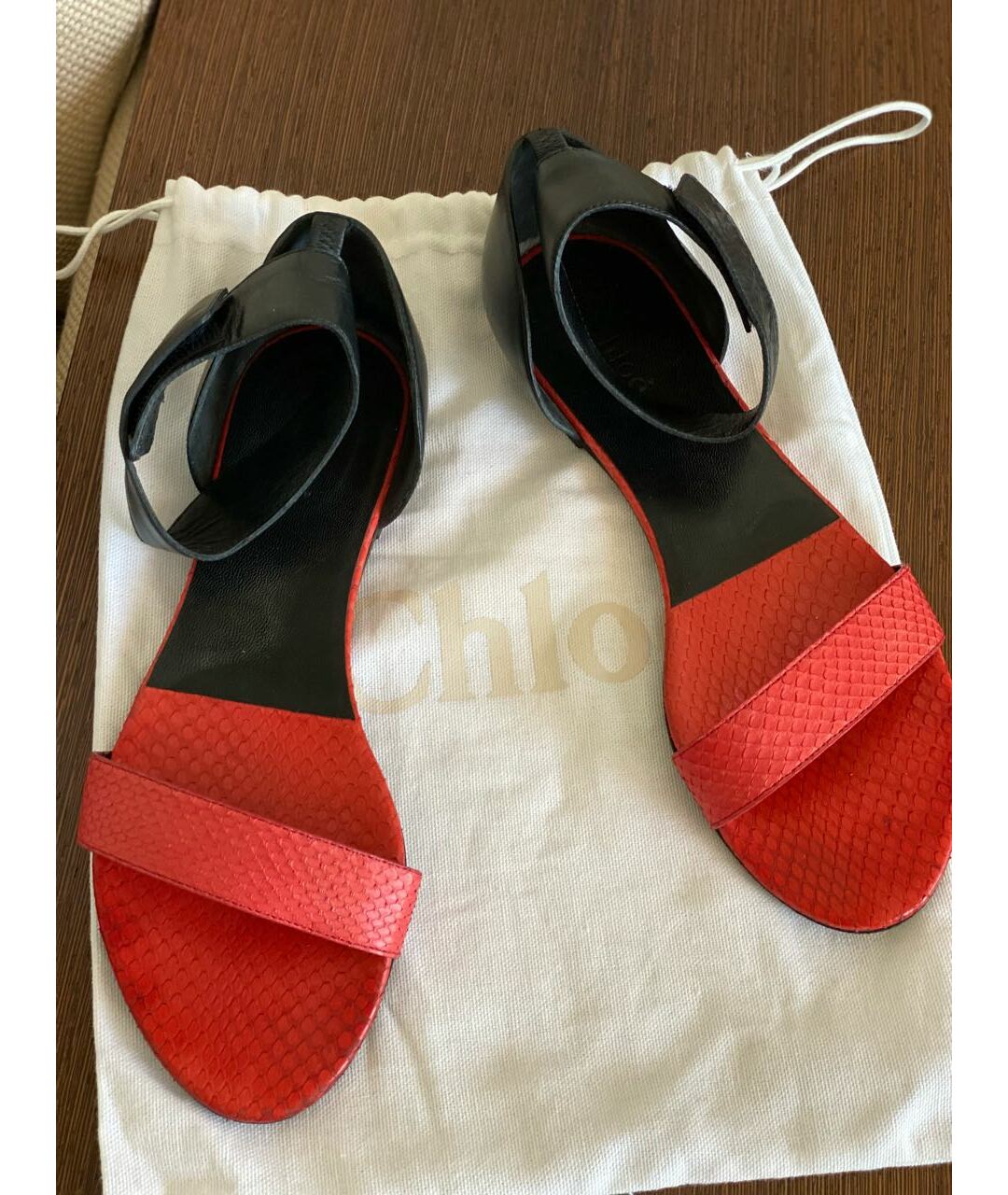 CHLOE Коралловые босоножки из экзотической кожи, фото 2