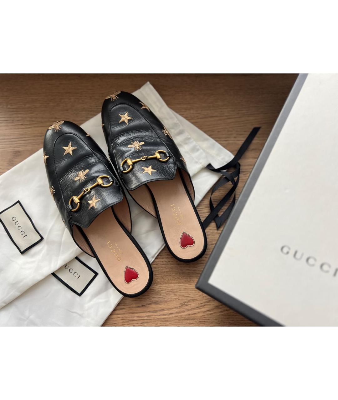 GUCCI Черные кожаные мюли, фото 4