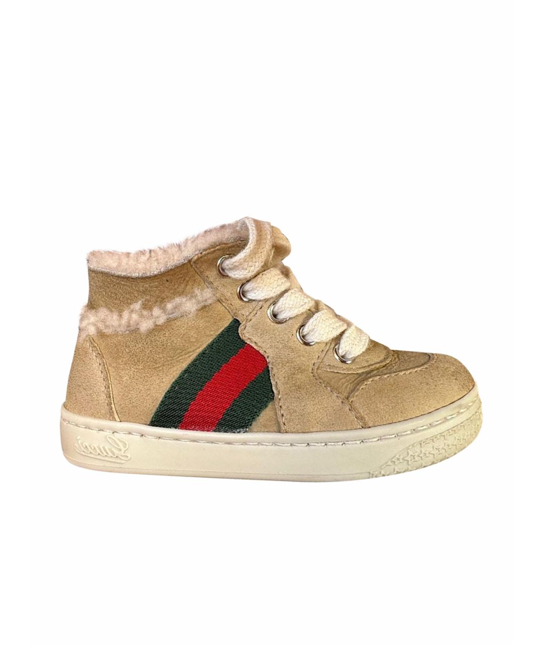 GUCCI KIDS Бежевые замшевые кеды, фото 1