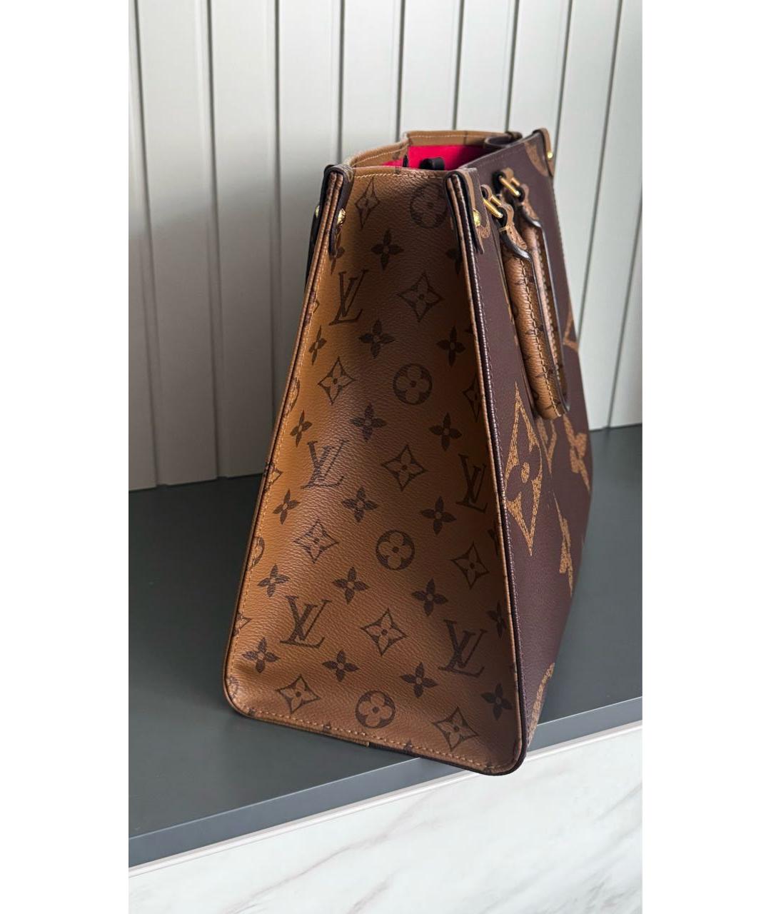 LOUIS VUITTON Коричневая кожаная сумка с короткими ручками, фото 8