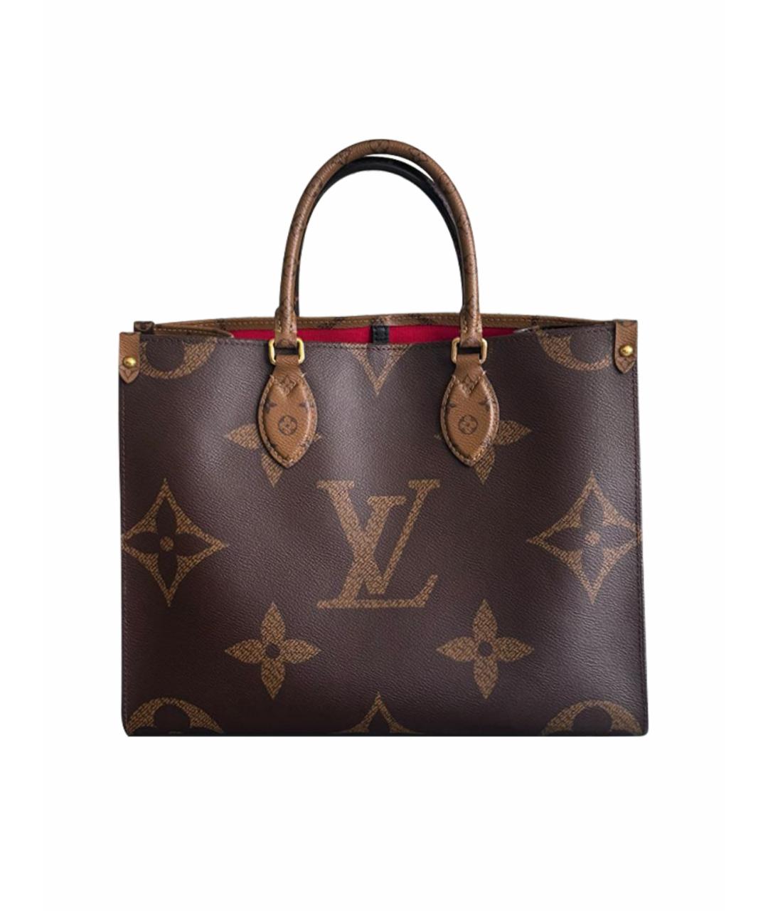 LOUIS VUITTON Коричневая кожаная сумка с короткими ручками, фото 1