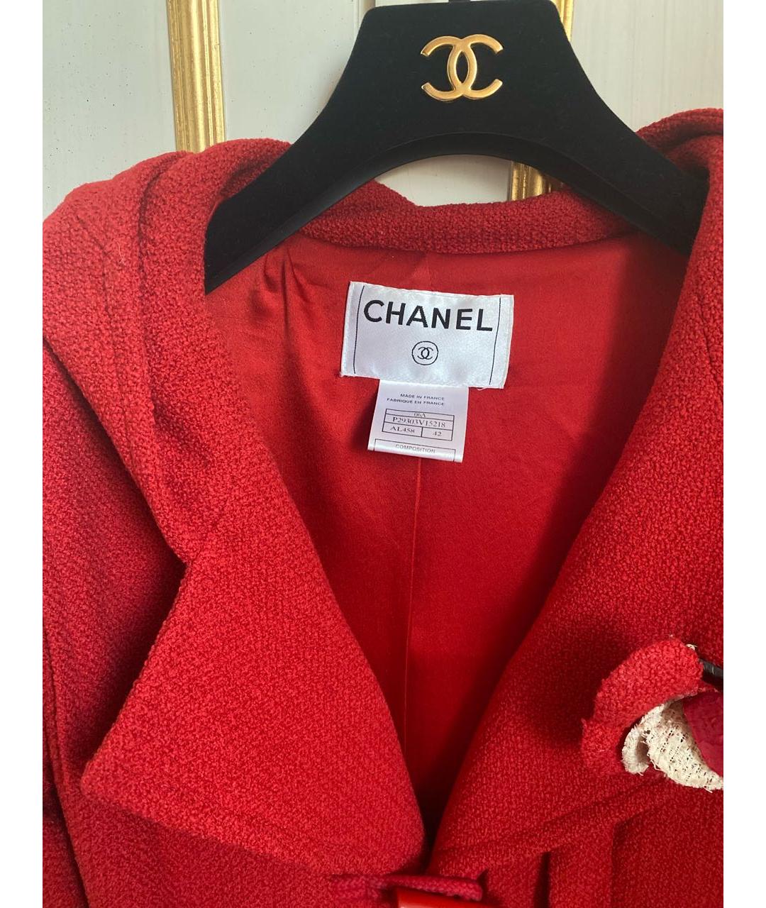 CHANEL Красное шерстяное пальто, фото 3