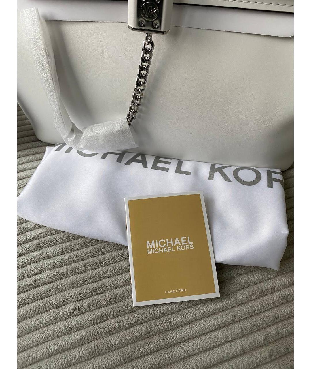 MICHAEL KORS Белая кожаная сумка через плечо, фото 4