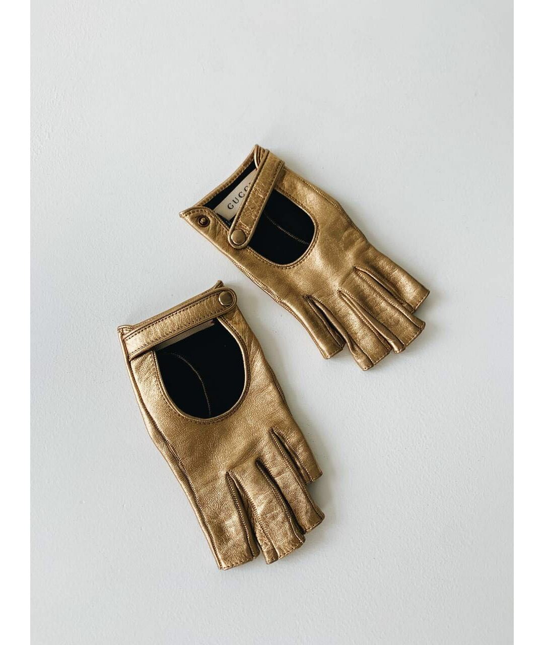 GUCCI Золотые кожаные перчатки, фото 9