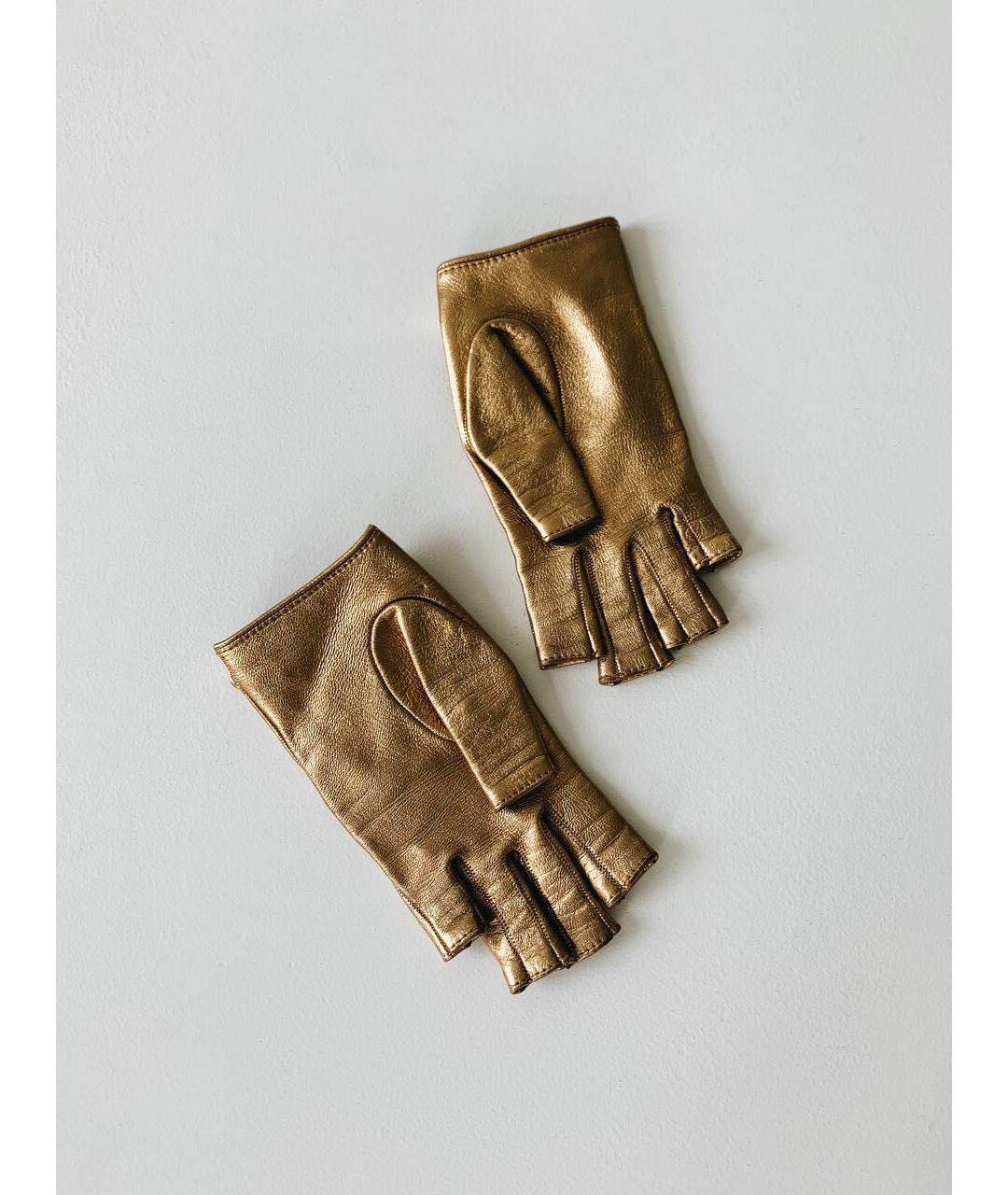 GUCCI Золотые кожаные перчатки, фото 2