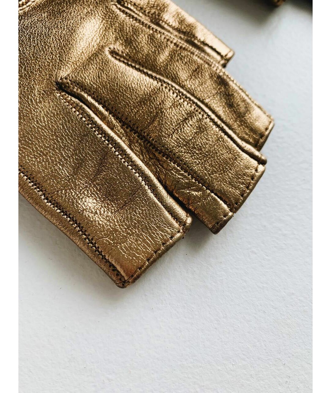 GUCCI Золотые кожаные перчатки, фото 7