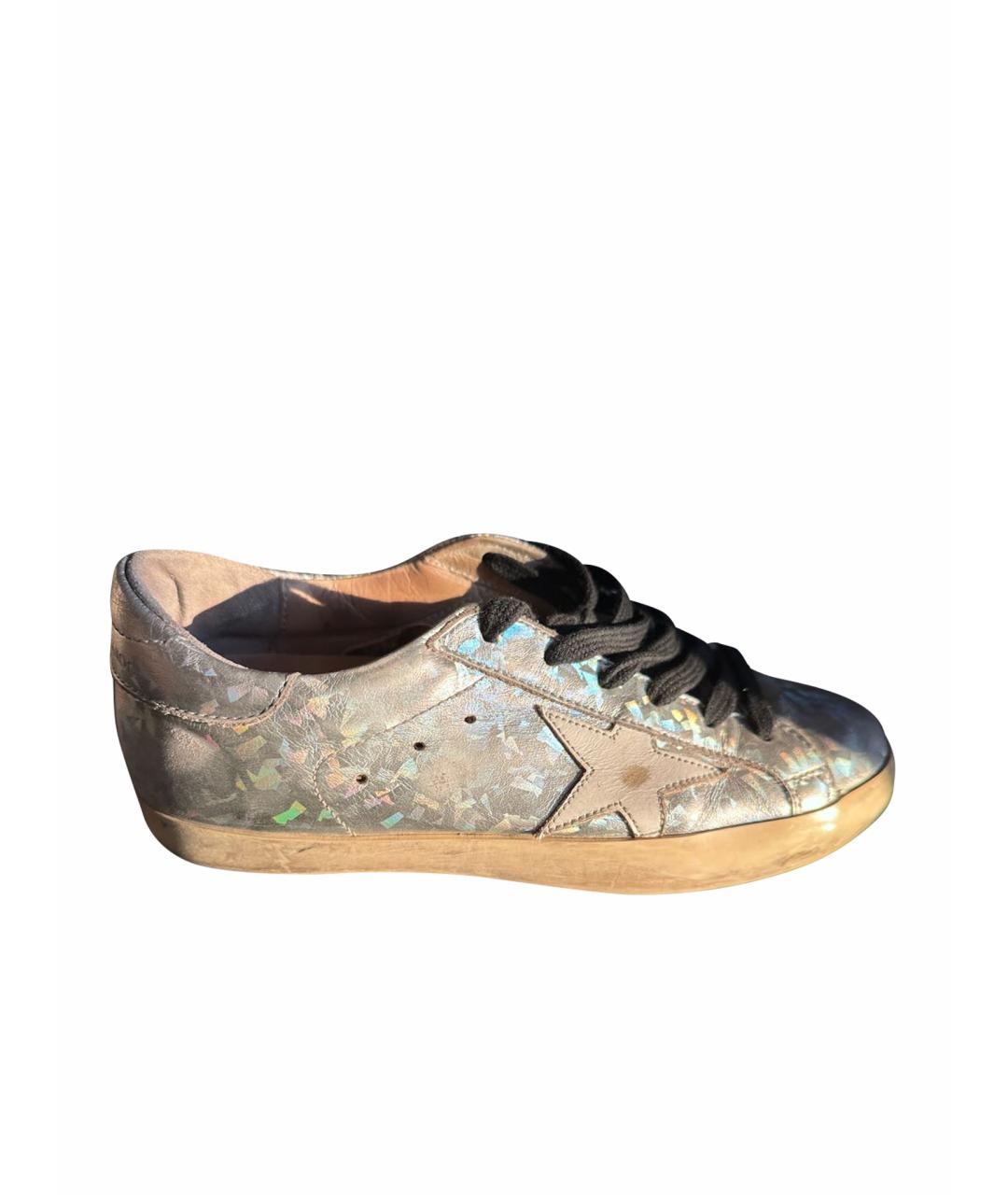 GOLDEN GOOSE DELUXE BRAND Серебряные кожаные кеды, фото 1