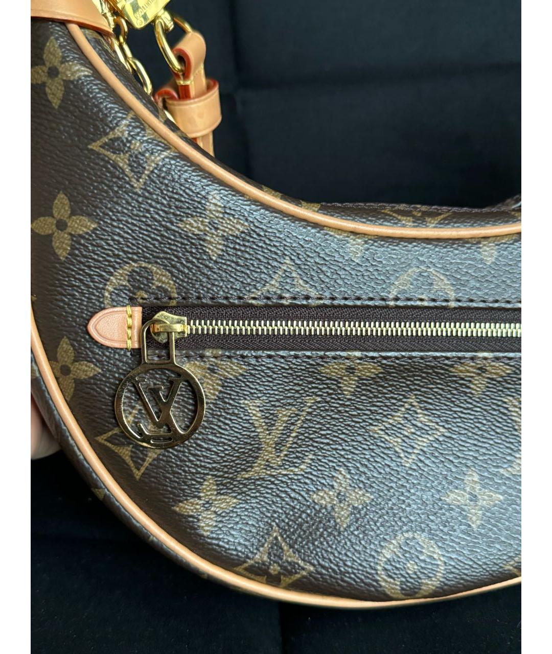 LOUIS VUITTON Коричневая кожаная сумка через плечо, фото 8