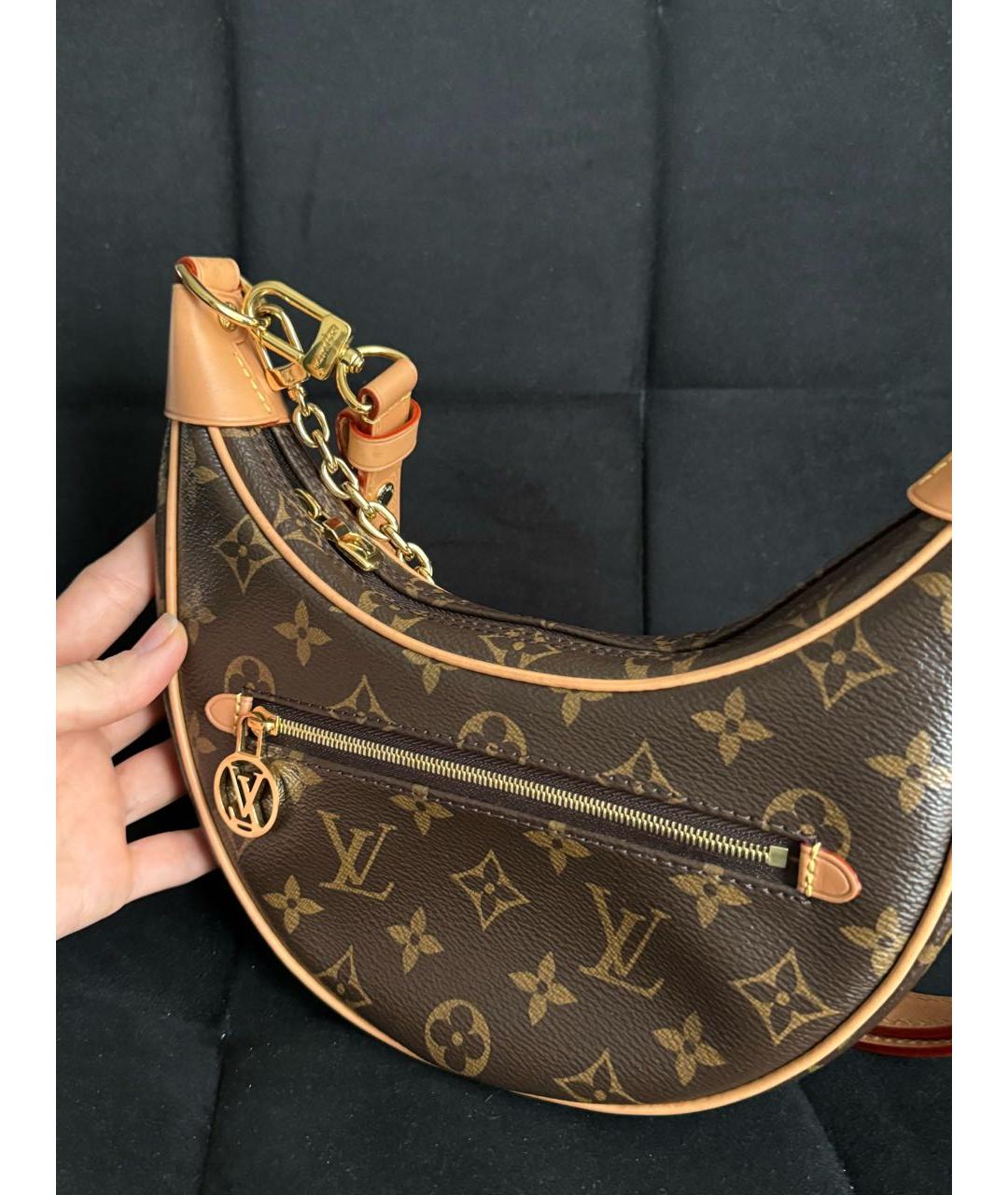 LOUIS VUITTON Коричневая кожаная сумка через плечо, фото 3