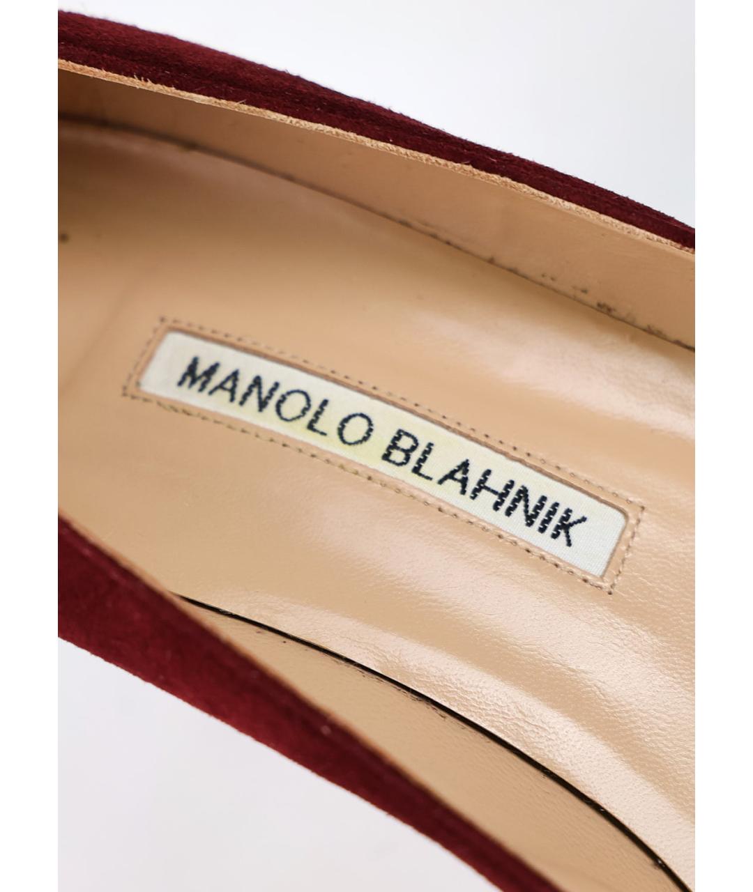 MANOLO BLAHNIK Бордовые замшевые туфли, фото 5