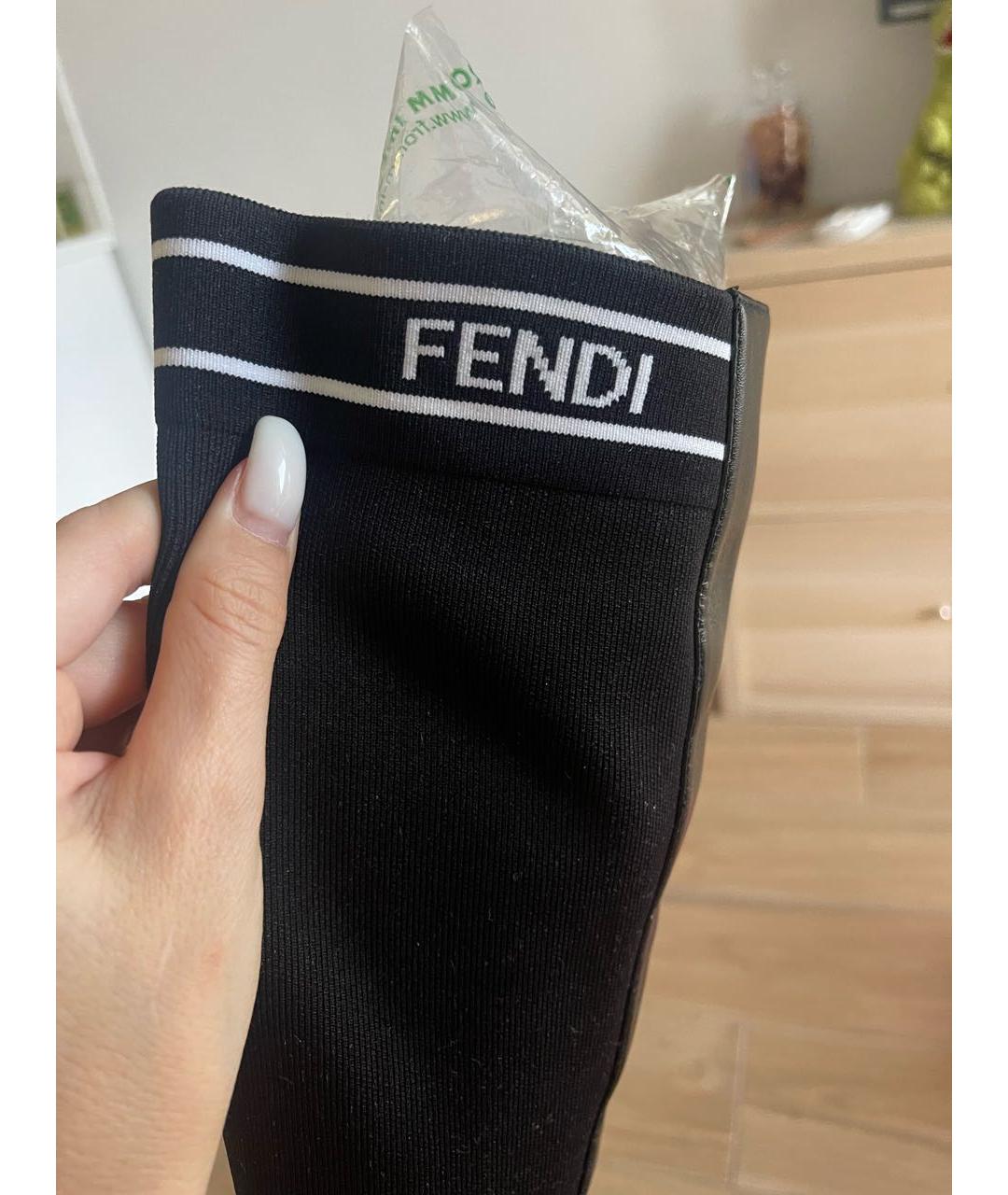 FENDI Черные кожаные сапоги, фото 6