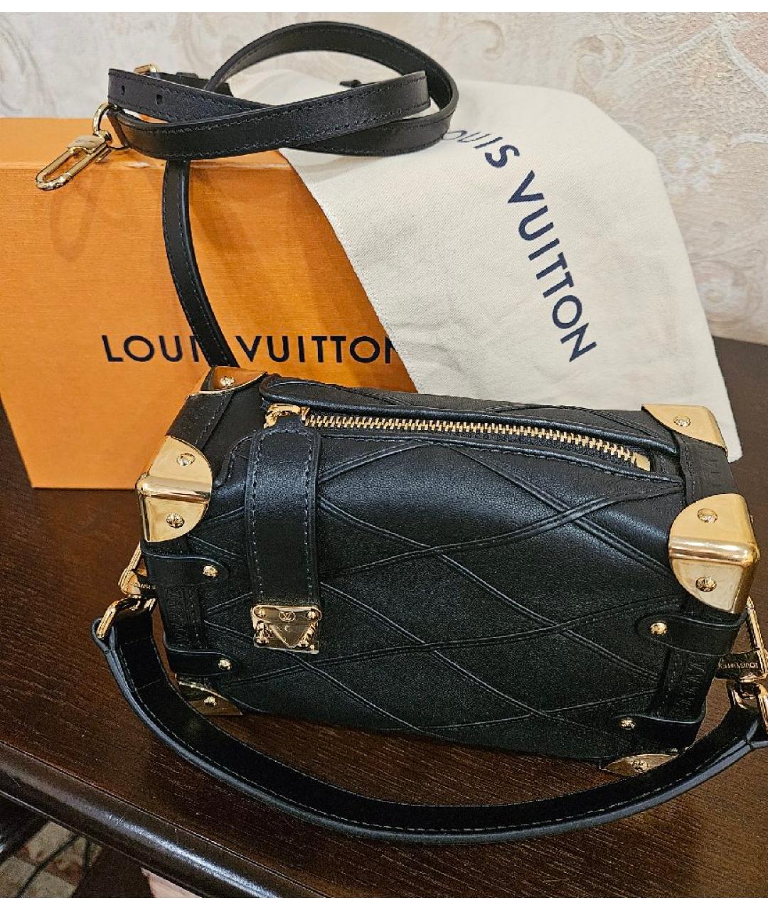 LOUIS VUITTON Черная кожаная сумка через плечо, фото 8