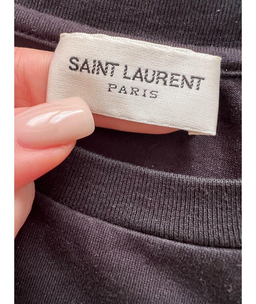 SAINT LAURENT Черная хлопковая футболка, фото 2