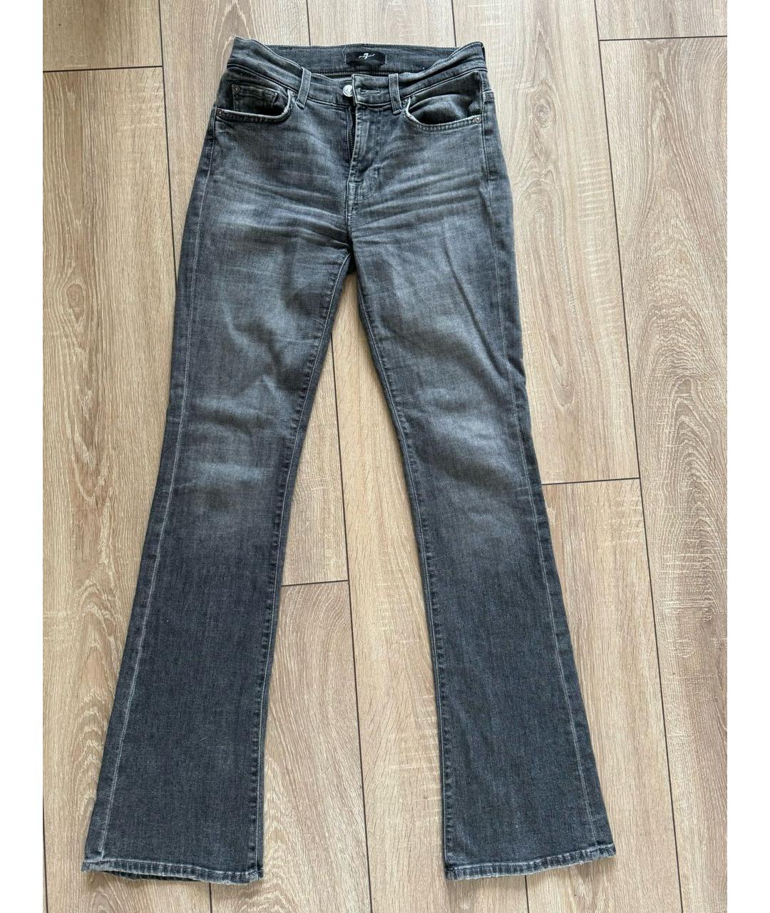 7 FOR ALL MANKIND Серые хлопко-эластановые джинсы клеш, фото 7