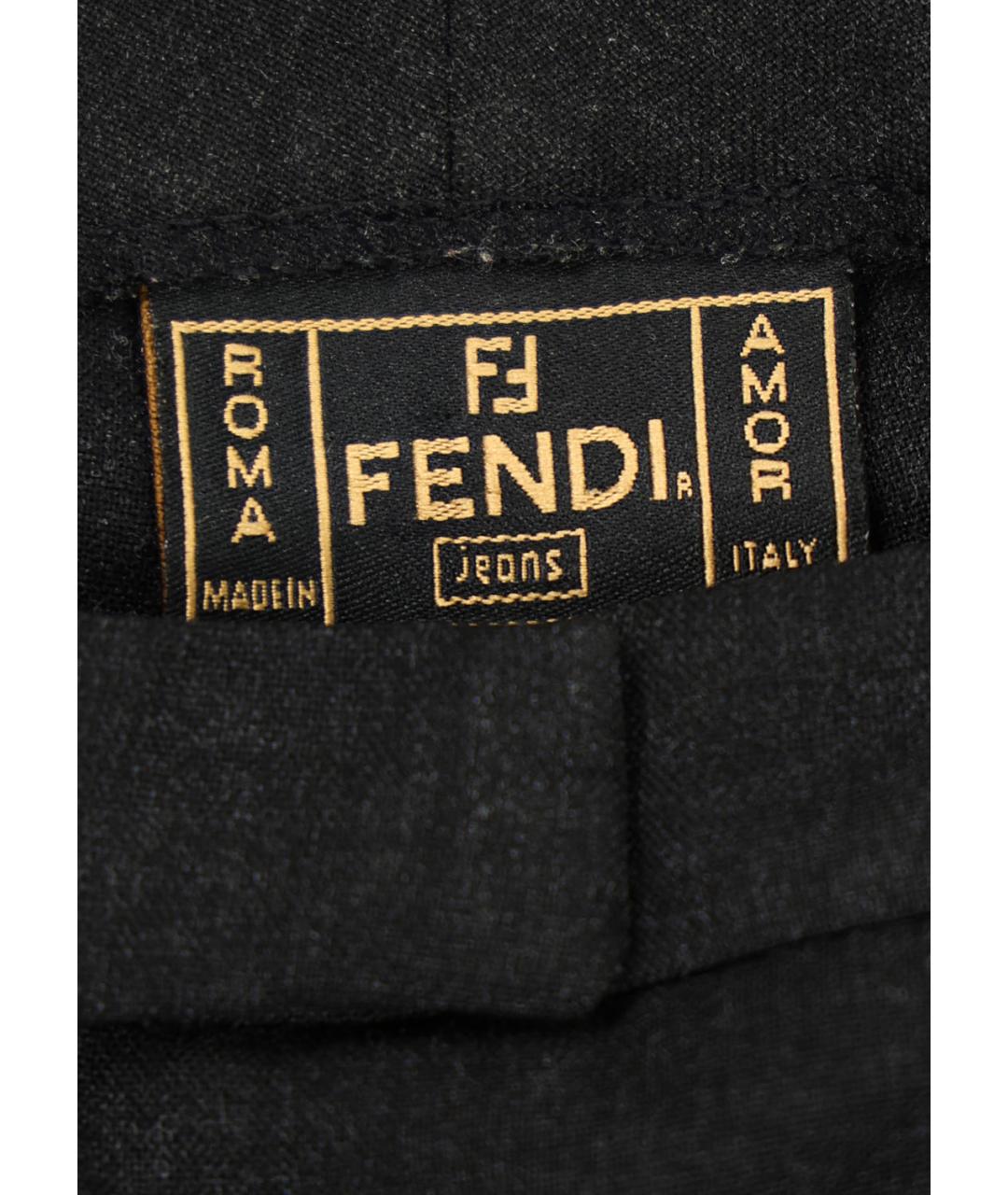 FENDI Черные полиэстеровые прямые брюки, фото 3